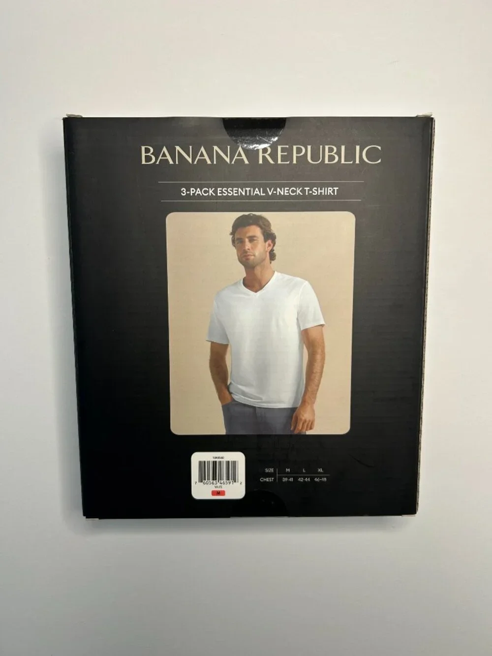 Banana Republic Men's V-Neck Tee, 3-pack, Cotton, White, Size M